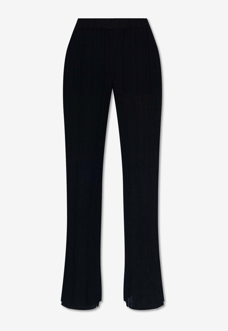 Plisse Knit Straight-Leg Pants