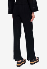 Plisse Knit Straight-Leg Pants