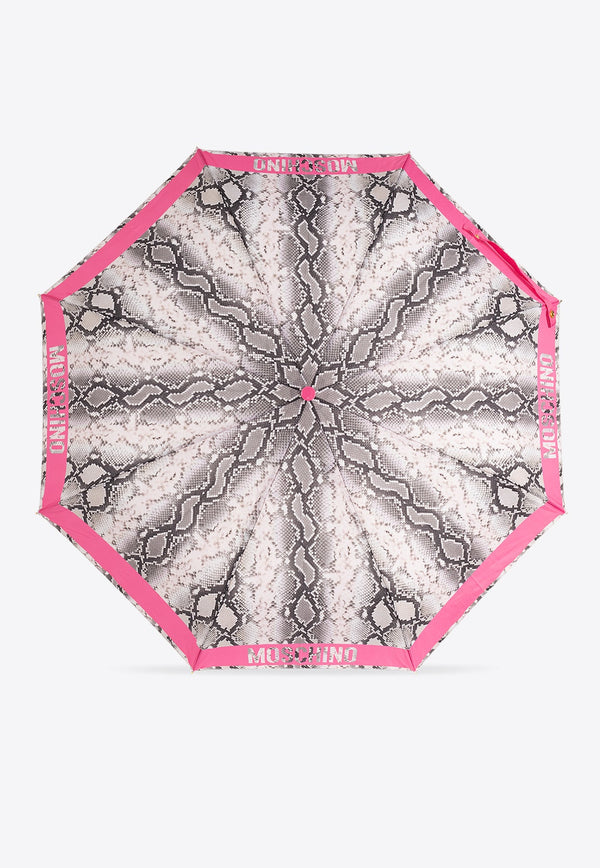 Logo Trim Snakeskin Print Umbrella