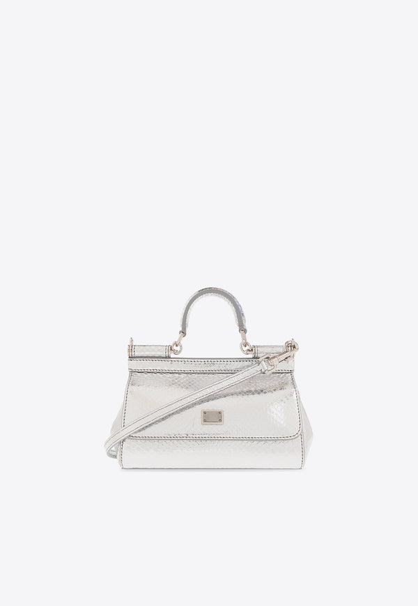 Small Sicily Python Skin Top Handle Bag