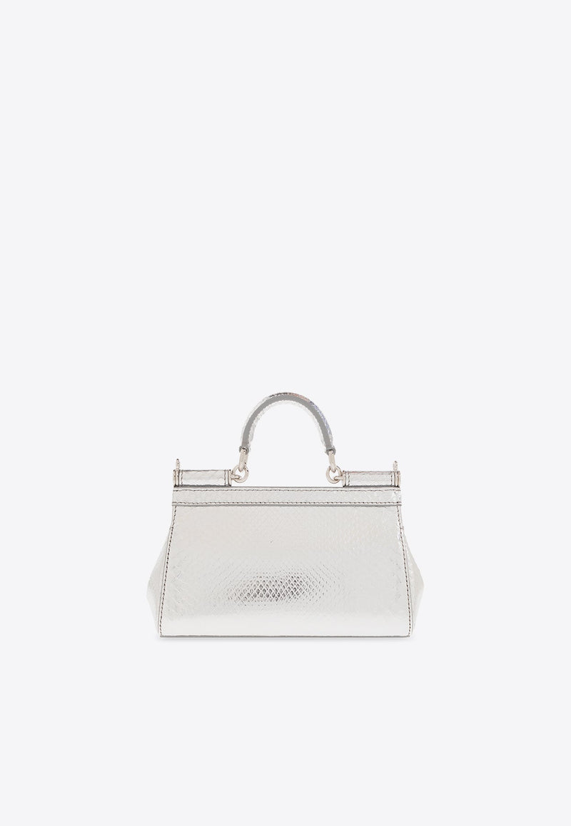 Small Sicily Python Skin Top Handle Bag