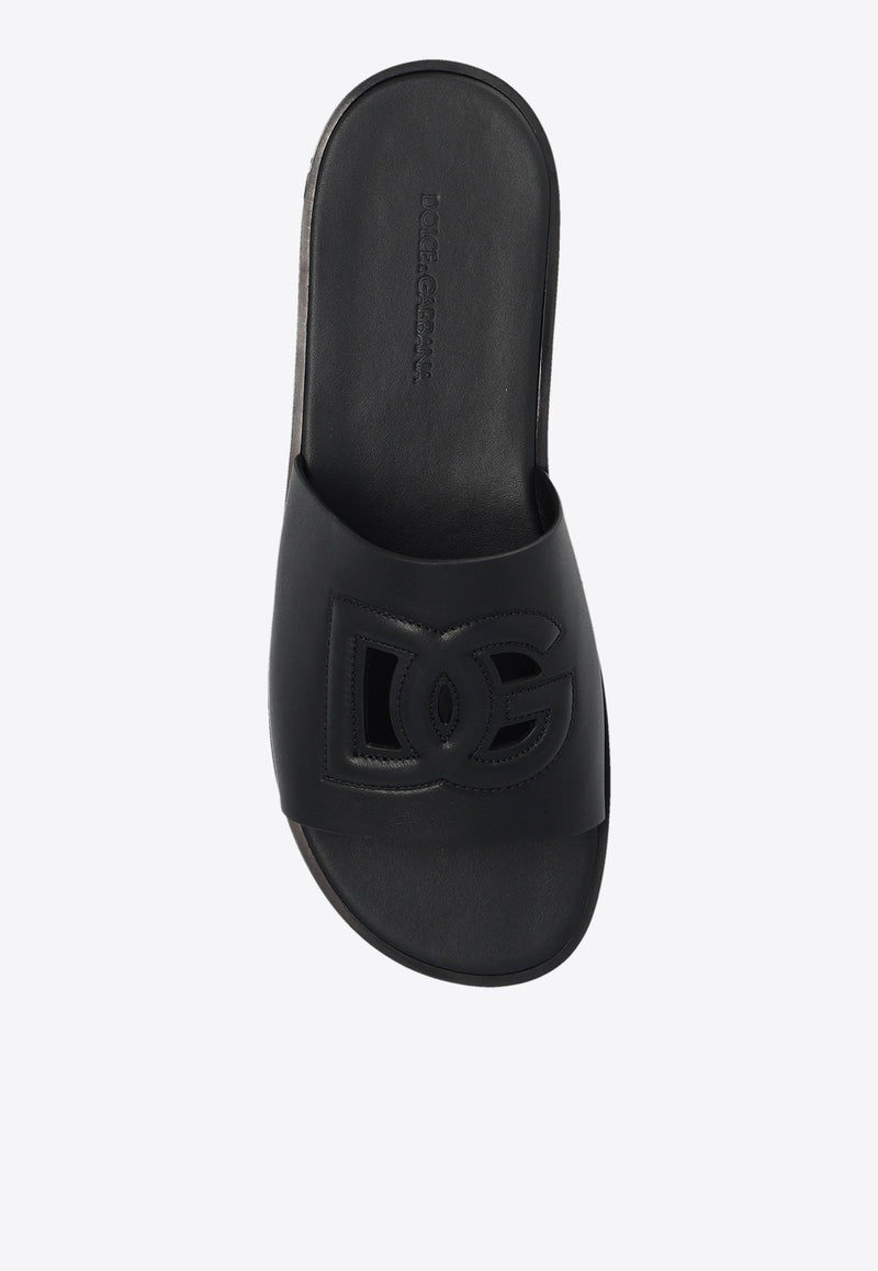 DG Logo Leather Slides