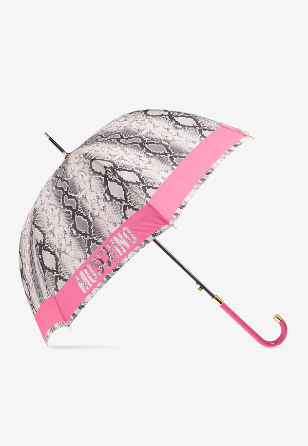 Logo Trim Snakeskin Print Umbrella