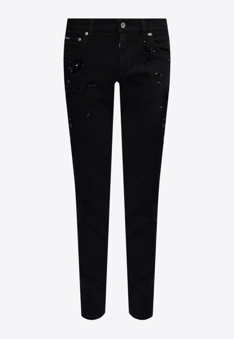 Rhinestone Embellished Skinny Jeans