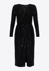 V-neck Sequined Midi Dress