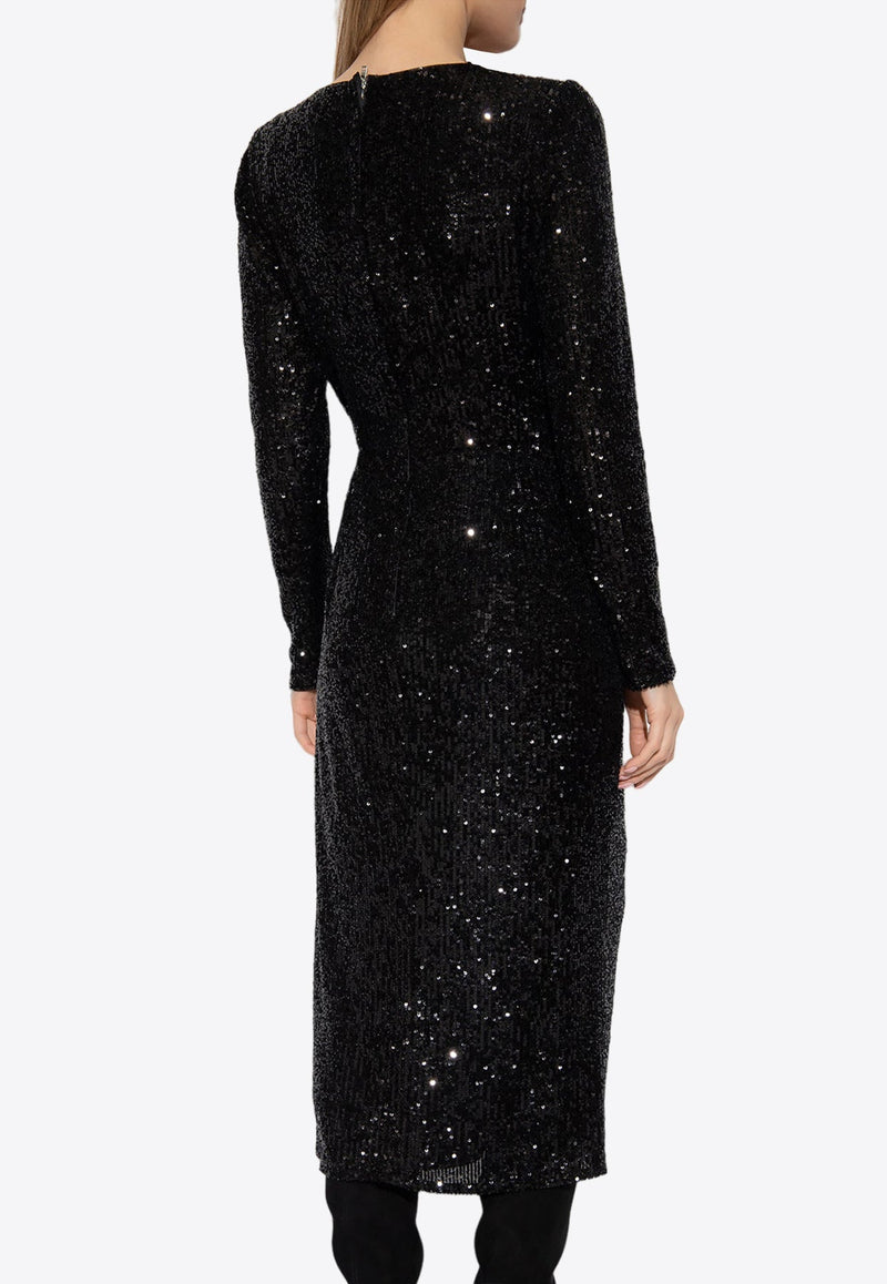 V-neck Sequined Midi Dress