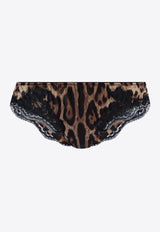 Leopard Print Silk-Blend Briefs