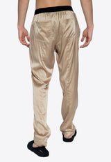 Logo-Waistband Silk Pajama Pants