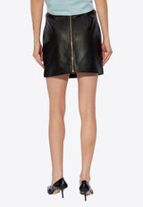 Mini Belted Leather Skirt