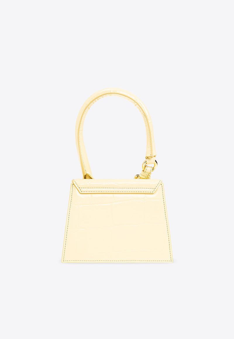 Le Chiquito Moyen Top Handle Bag in Croc Embossed Leather