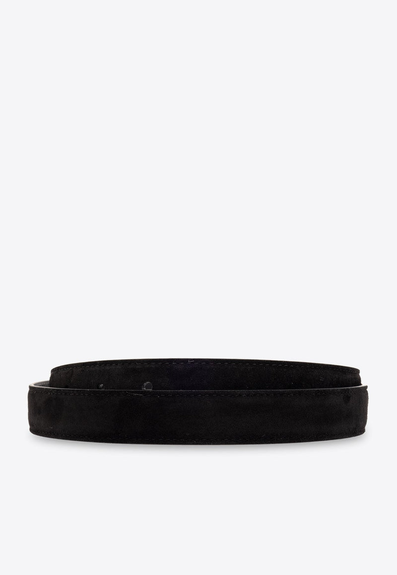 Rolled Buckle Suede Belt