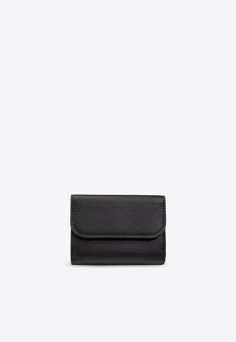 Alphabet Charm Tri-Fold Leather Wallet