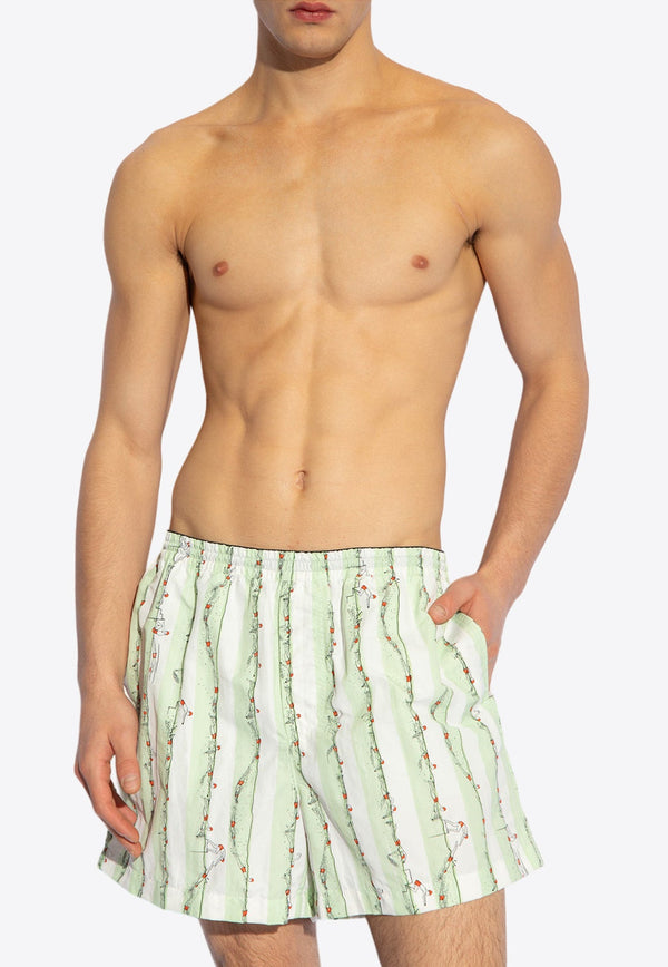 Hand Drawn Print Swimming Shorts