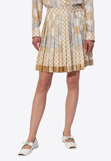 Contrasto Pleated Silk Mini Skirt