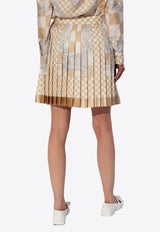 Contrasto Pleated Silk Mini Skirt