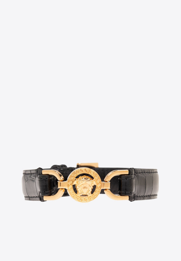 Medusa 95 Croc-Embossed Leather Bracelet