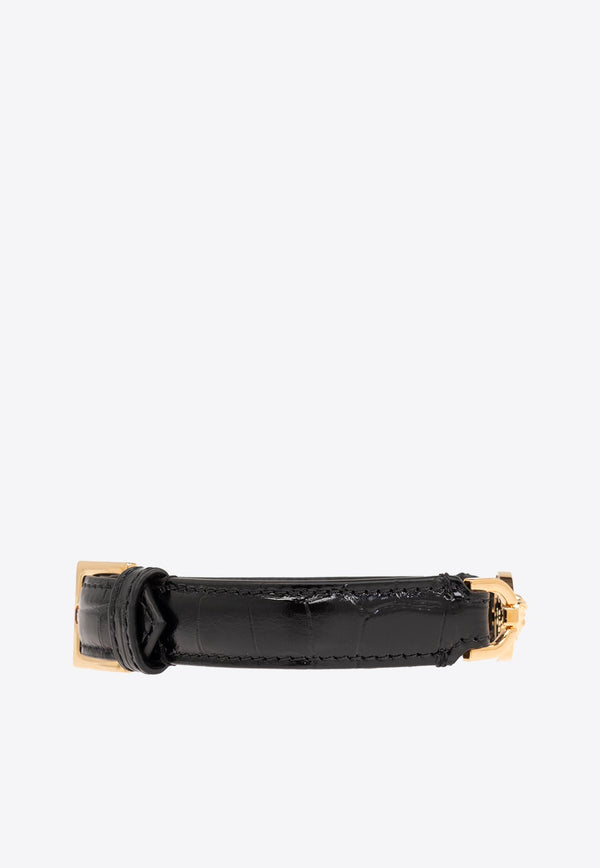 Medusa 95 Croc-Embossed Leather Bracelet