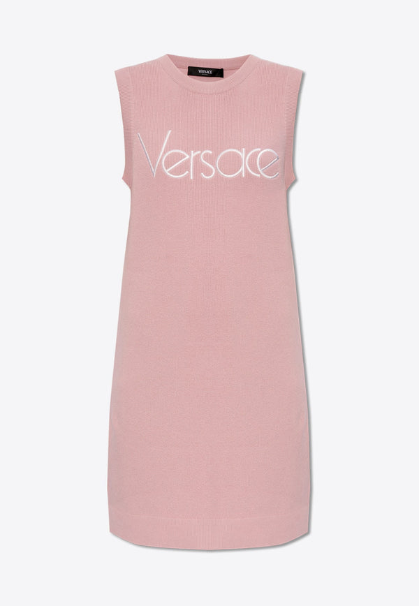 Logo Embroidered Mini Rib Knit Dress