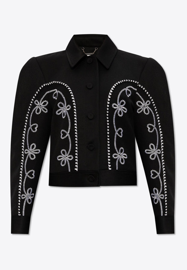 Embroidered Wool Cropped Jacket