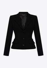 Single-Breasted Wool Blend Blazer