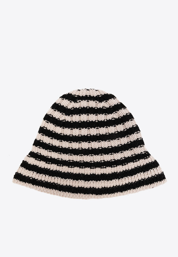 Wool Knit Striped Beanie