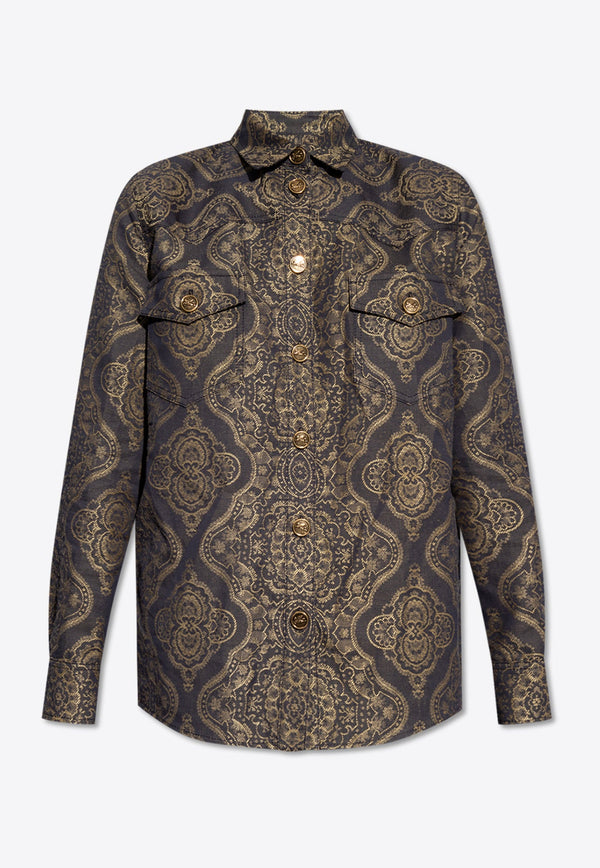 Jacquard Denim Long-Sleeved Shirt