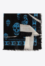 Slashed Skull Print Wool Scarf