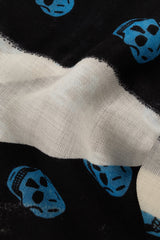 Slashed Skull Print Wool Scarf