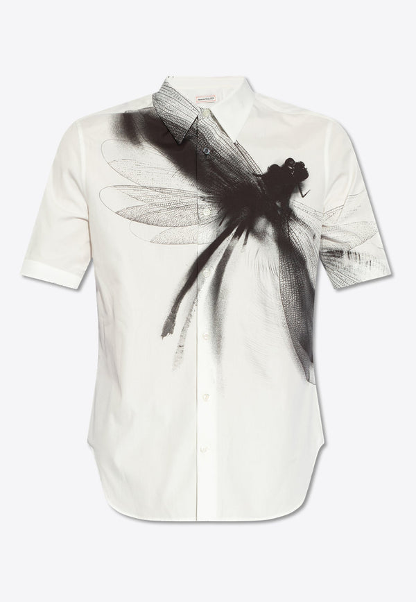 Dragonfly Print Short-Sleeved Shirt