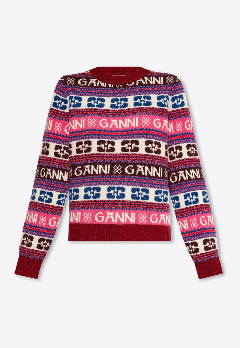 Wool-Blend Fair Isle Logo Sweater