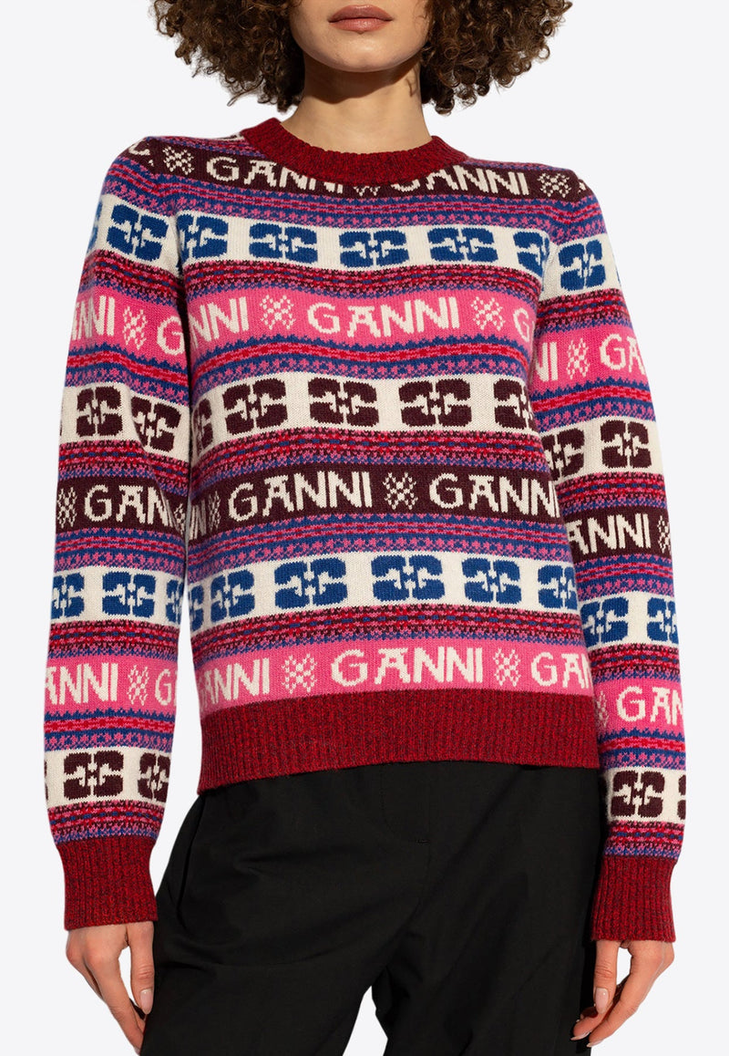 Wool-Blend Fair Isle Logo Sweater