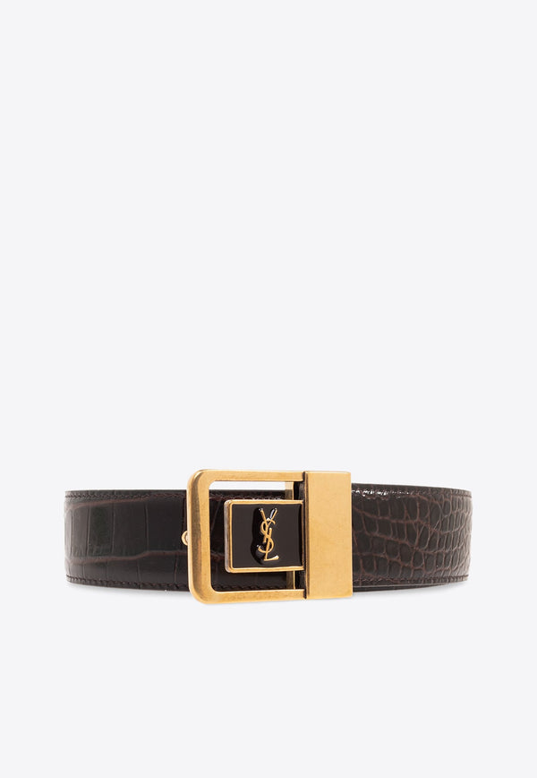 LA 66 Croc-Embossed Leather Belt