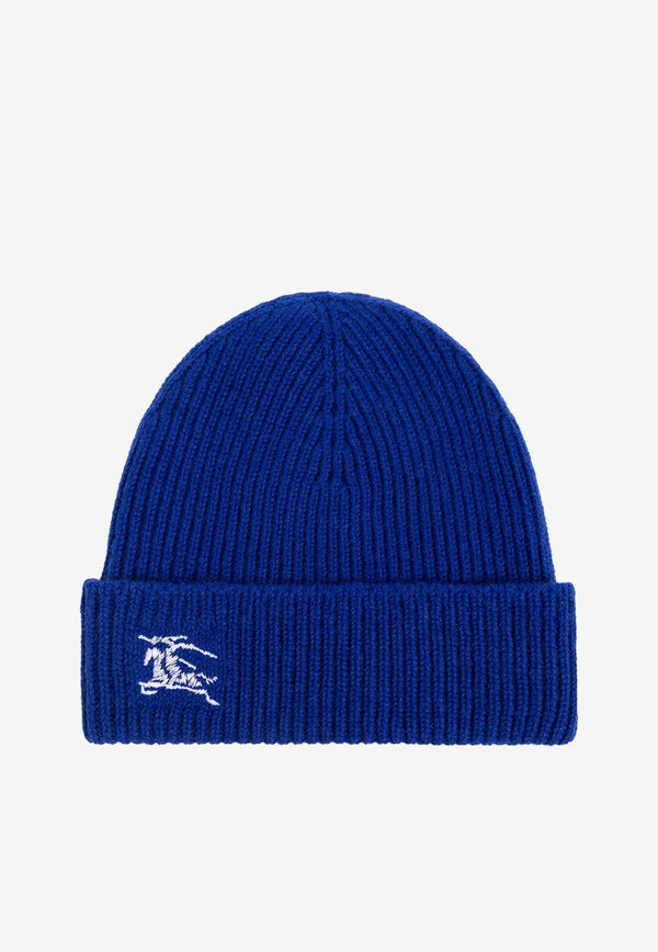 Embroidered EKD Ribbed Cashmere Beanie