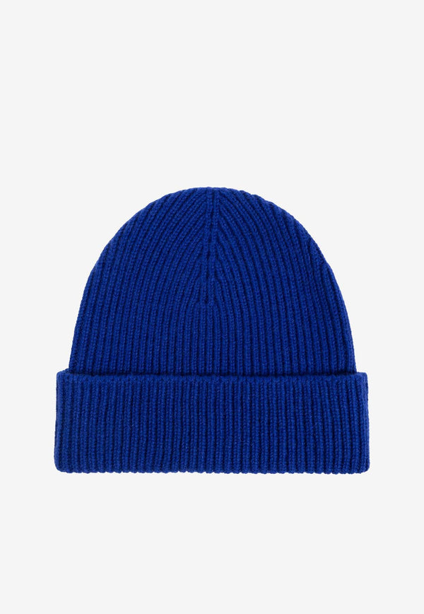 Embroidered EKD Ribbed Cashmere Beanie