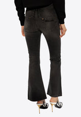 Vintage-Wash Flared Jeans