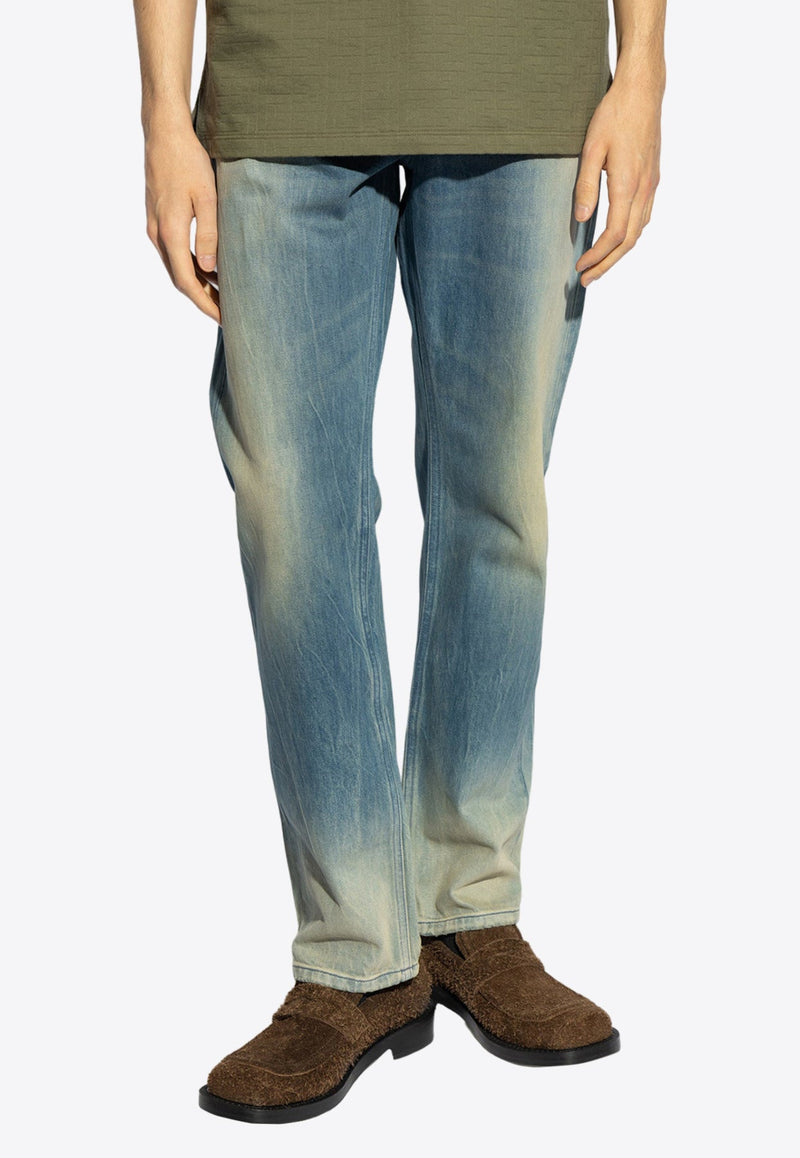 Straight-Leg Faded Jeans