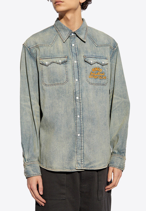 Logo Embroidered Denim Shirt