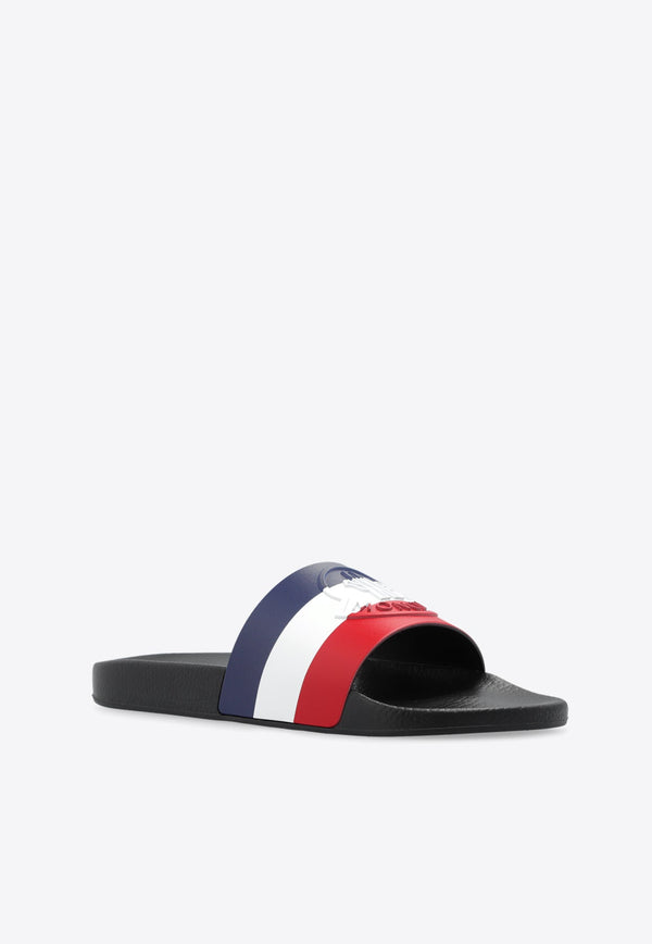 Basile Striped Logo Rubber Slides