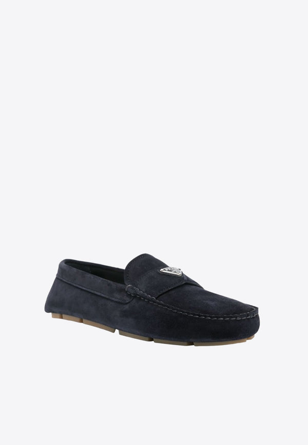 Triangle Logo Suede Loafers