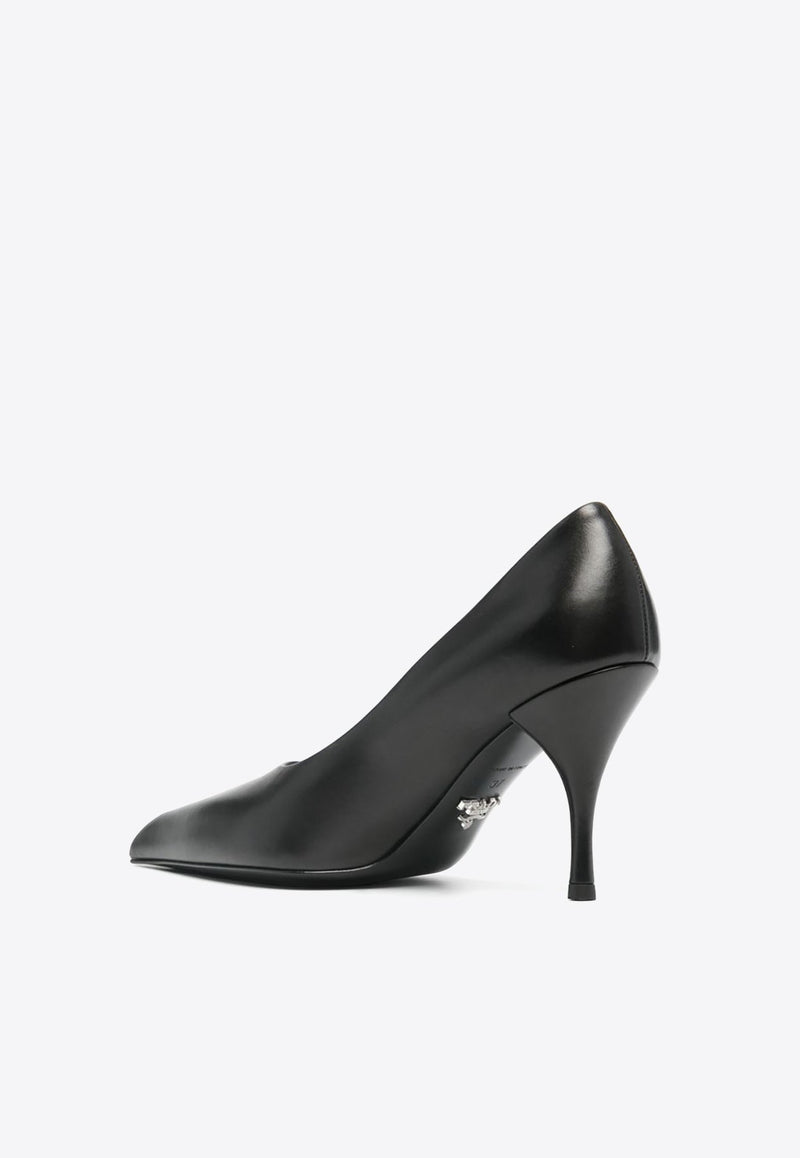 85 Pointed-Toe Calf Leather Pumps