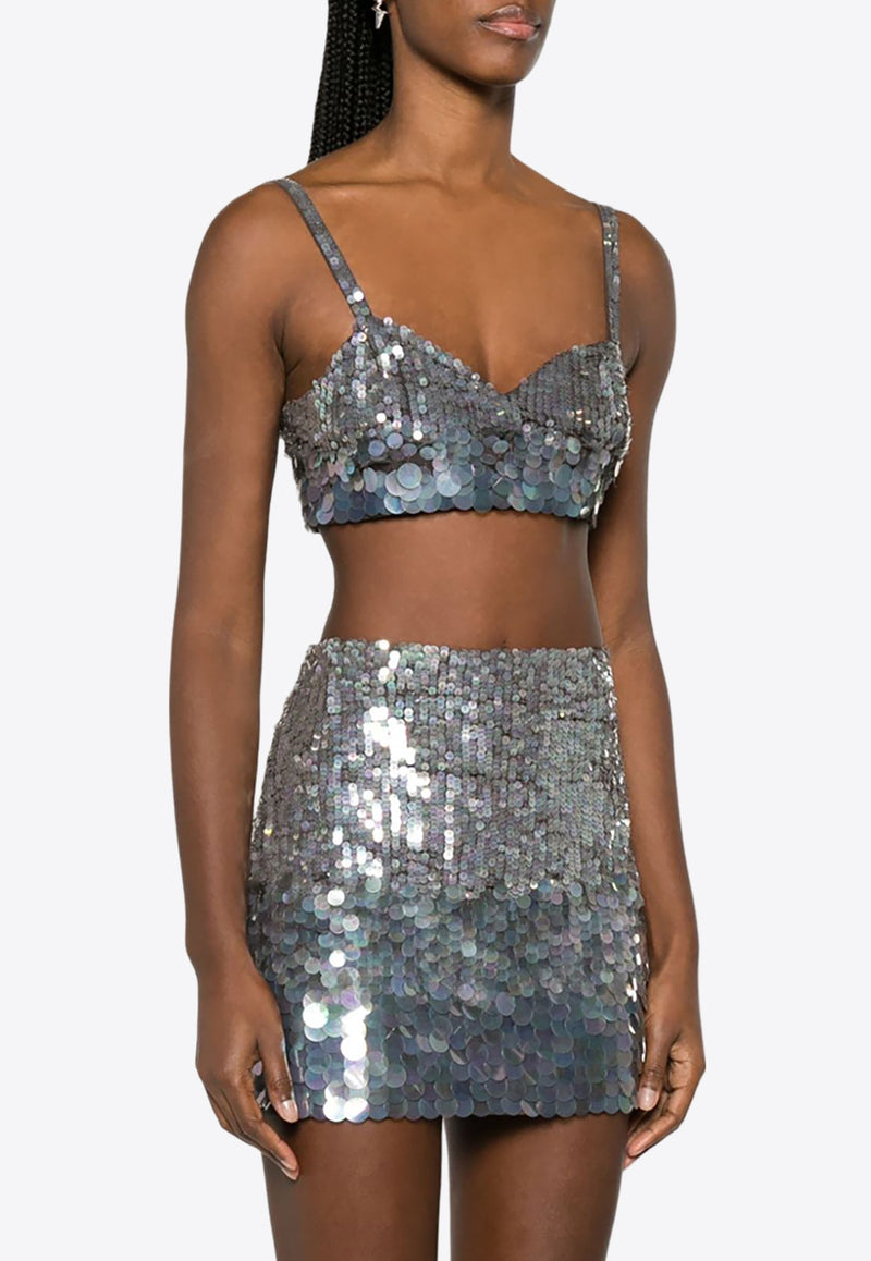 Iridescent Sequins Cropped Top