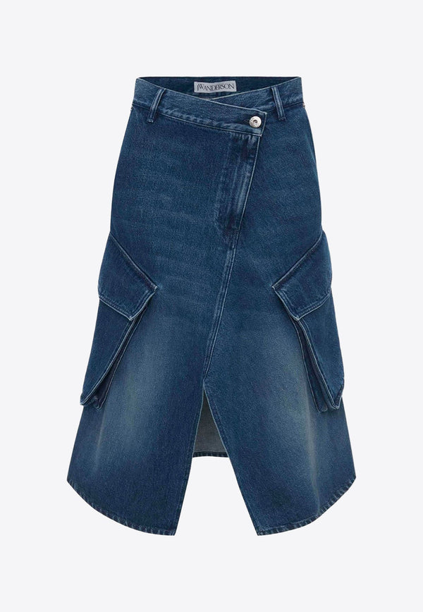 Cargo Midi Denim Skirt