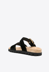 Suede Buckle Sandals