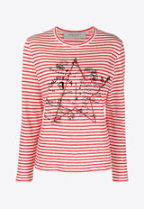 Star Print Long-Sleeved Stripe T-shirt