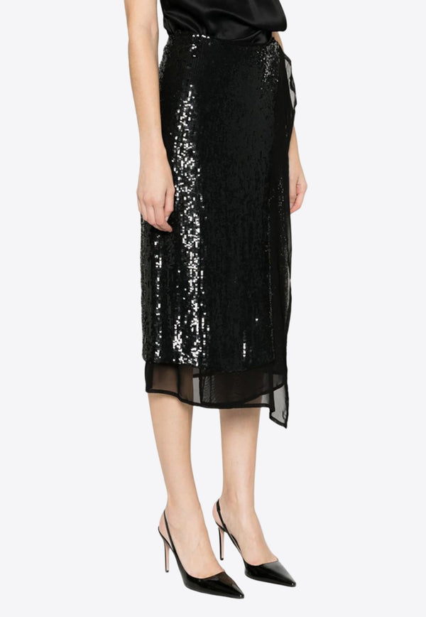 Glare Sequined Wrap Midi Skirt