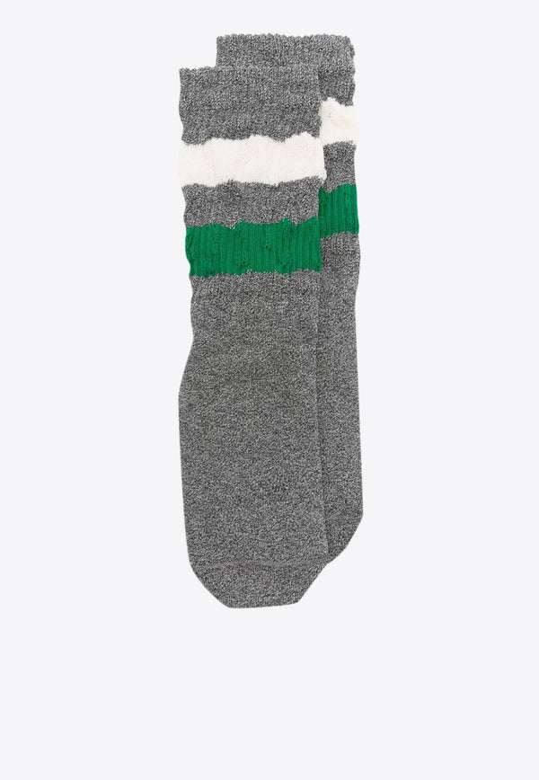 Stripe-Detail Ribbed Knit Socks