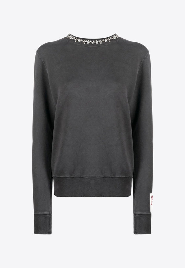 Crystal Embellished Crewneck Sweatshirt