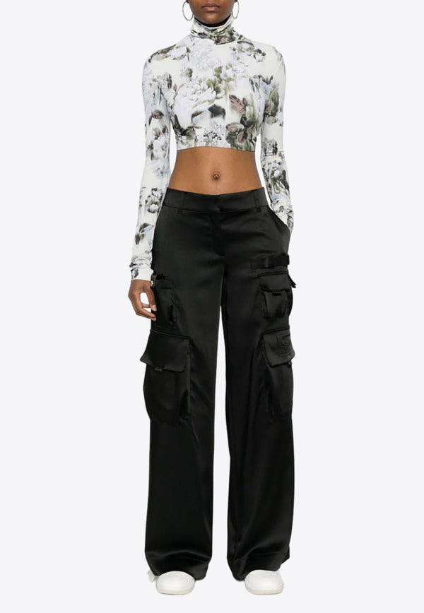 Straight-Leg Satin Cargo Pants