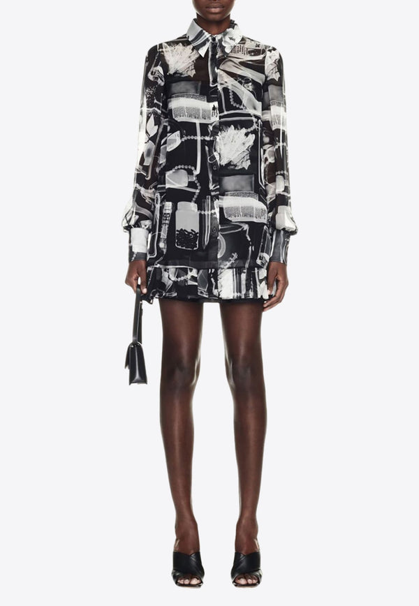 X-ray Print Mini Shirt Dress