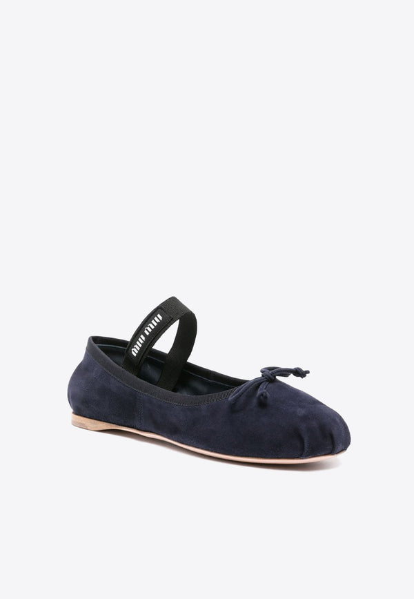 Suede Logo Ballet Flats